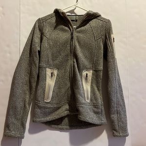 Athleta full zip sweater jacket Hooded Grey. Size XS